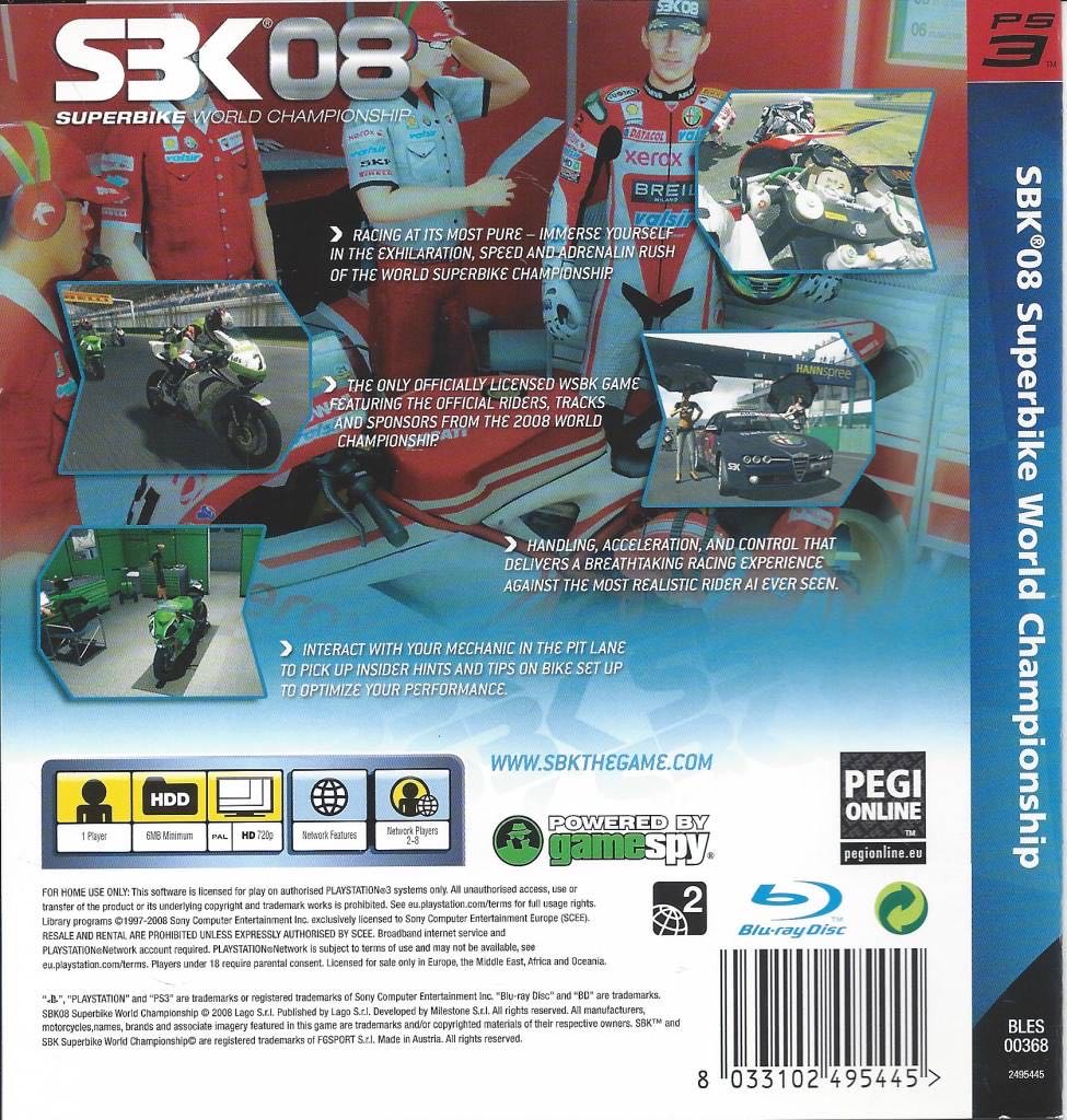 [*2008] SBK 08: Superbike World Championship - Sony PlayStation 3 (PS3) video game collectible [Barcode 8033102495469] - Main Image 2