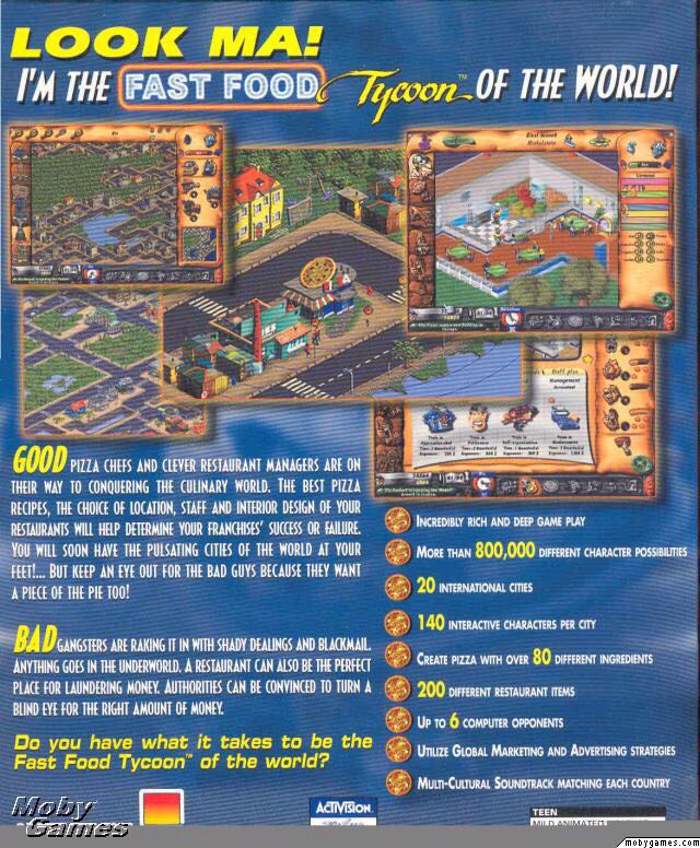 Fast Food Tycoon - PC (Activision - 1) video game collectible [Barcode 047875301368] - Main Image 2