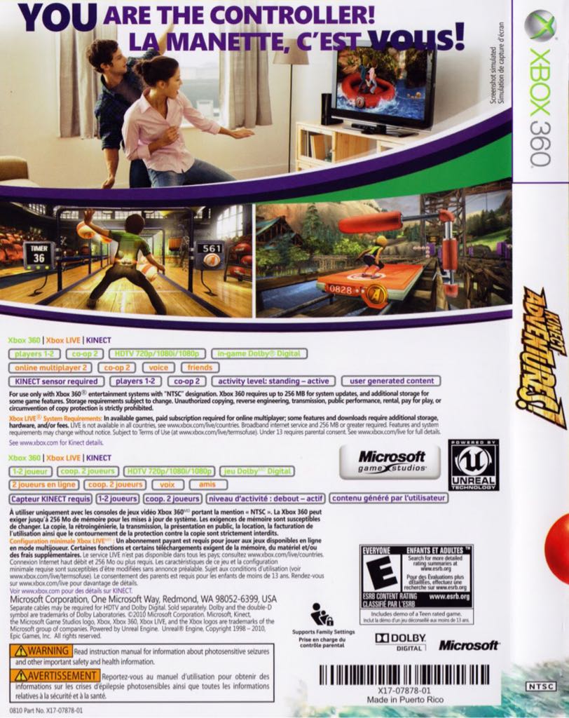 Kinect Adventures - Microsoft Xbox 360 (Microsoft Game Studios - 2) video game collectible [Barcode 885370145106] - Main Image 2