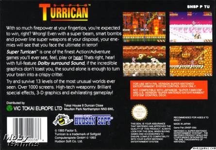 Super Turrican - Nintendo Super Nintendo Entertainment System (SNES) (Sekia - 1) video game collectible [Barcode 039854000386] - Main Image 2