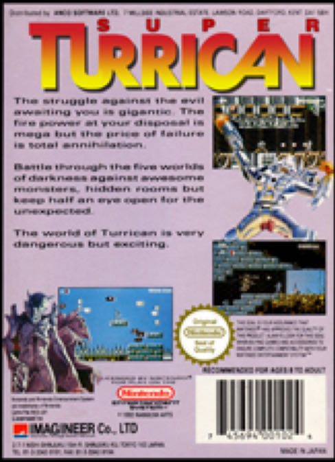 Super Turrican - Nintendo Entertainment System (NES) (Imagineer - 1) video game collectible [Barcode 745694001024] - Main Image 2