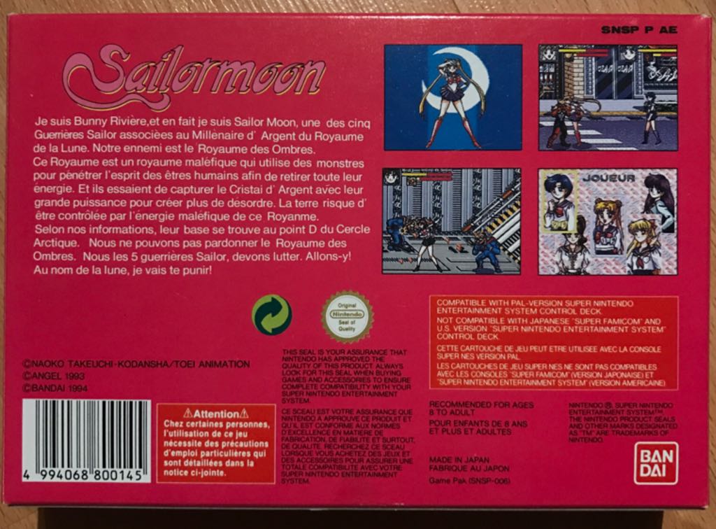 Sailormoon - Nintendo Super Nintendo Entertainment System (SNES) video game collectible - Main Image 2