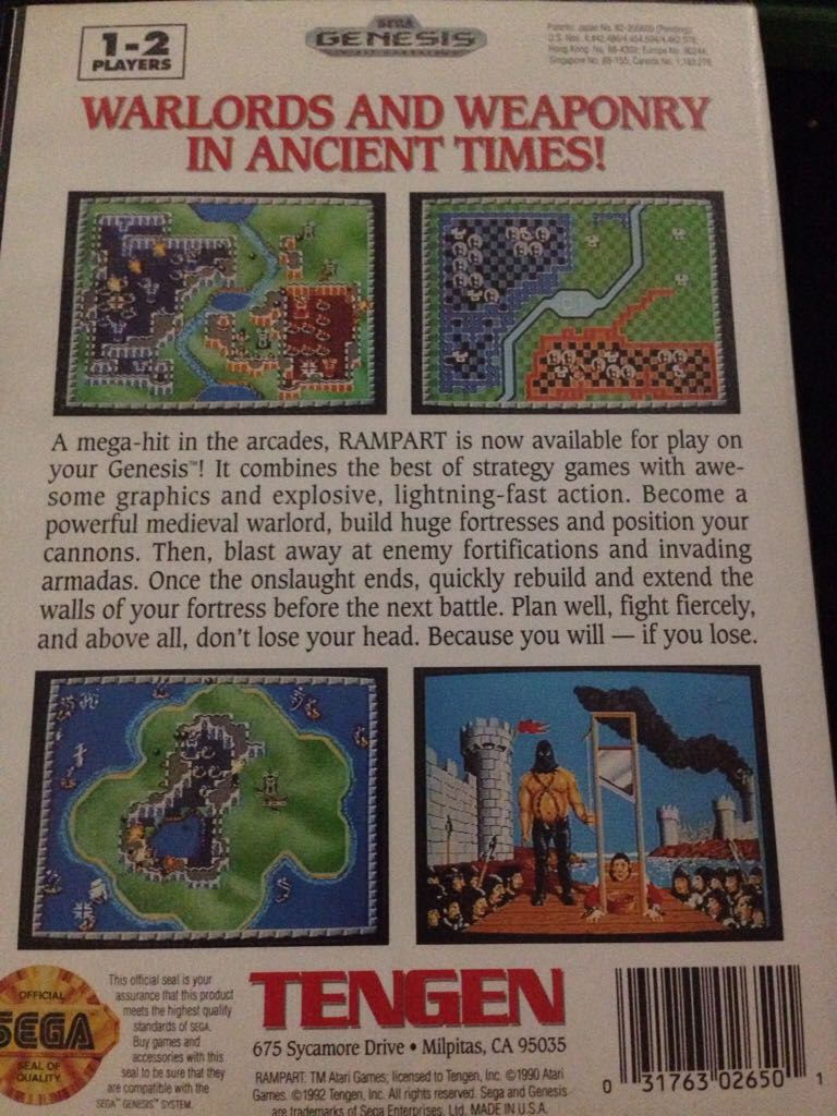 Rampart - Sega Genesis (Mega Drive) (Atari Inc. - 2) video game collectible [Barcode 031763026501] - Main Image 2