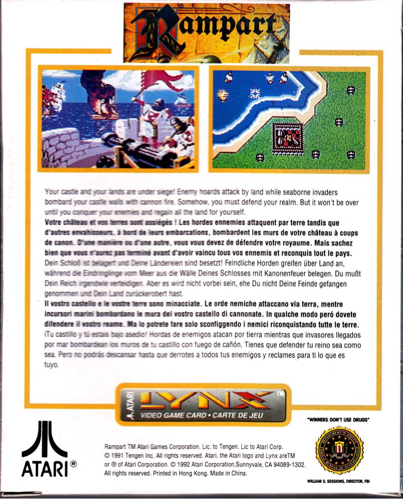Rampart - Atari Lynx (Atari - 2) video game collectible [Barcode 077000021397] - Main Image 2