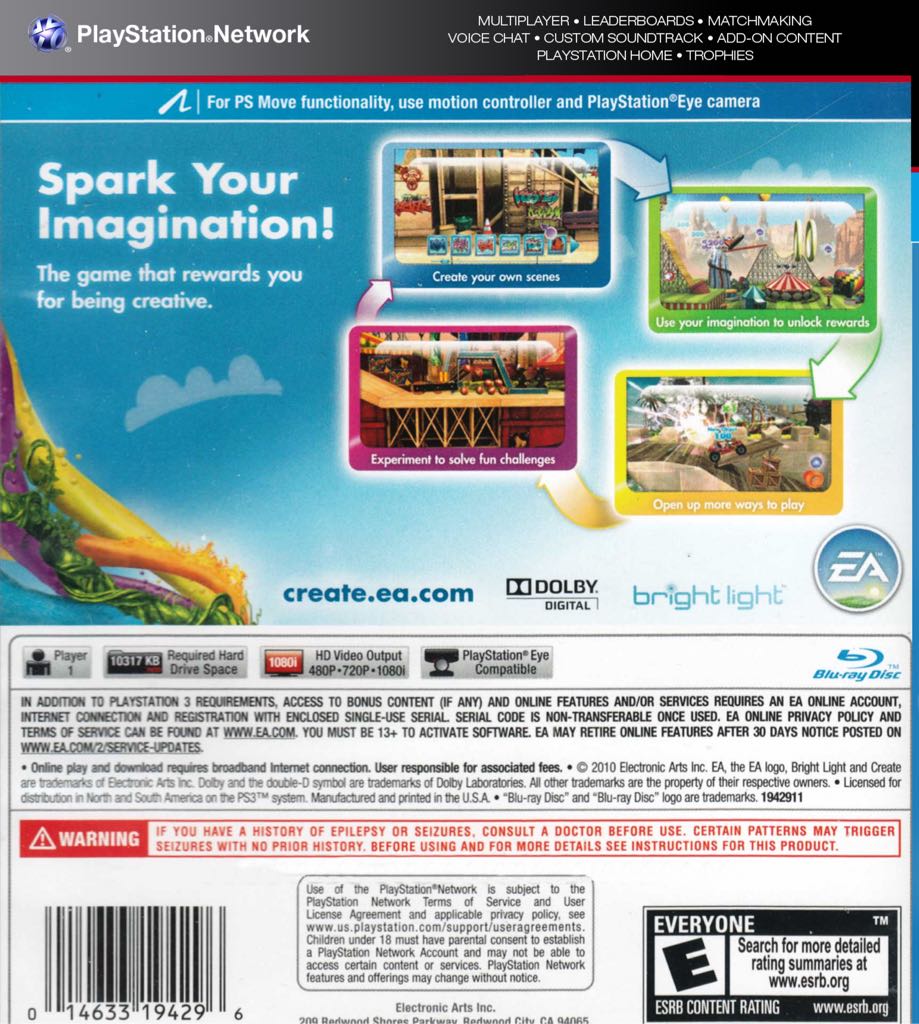 Create - Sony PlayStation 3 (PS3) (Electronic Arts - 1) video game collectible [Barcode 5030930095567] - Main Image 2