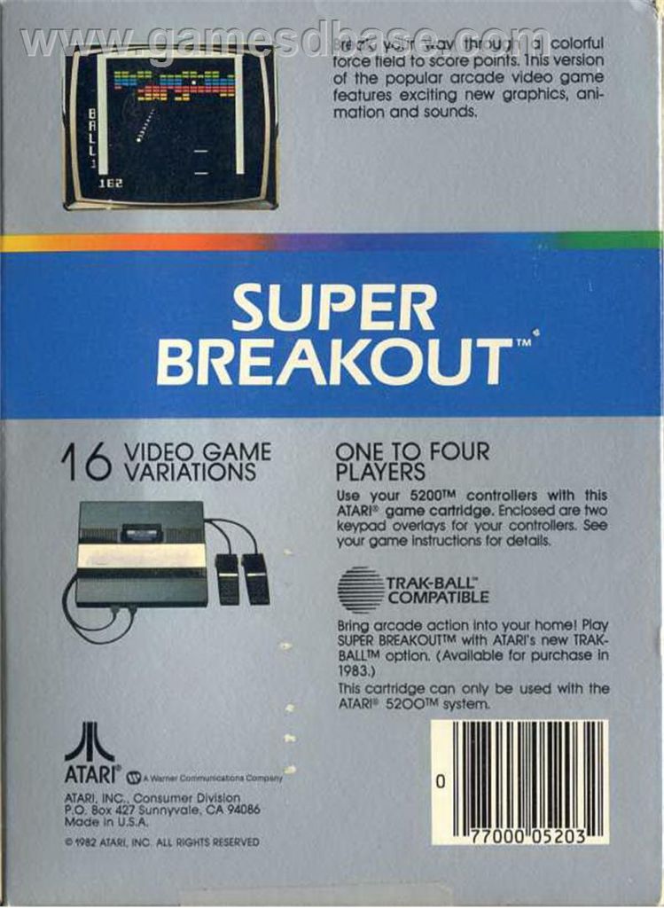 Super Breakout - Atari 5200 video game collectible - Main Image 2
