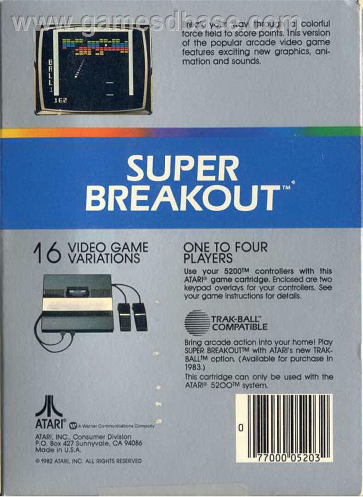 Super Breakout - Atari 5200 video game collectible - Main Image 2