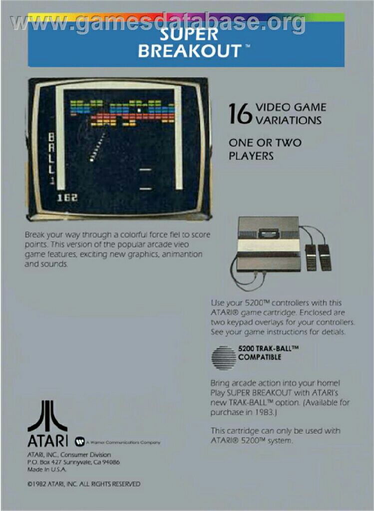 Super Breakout - Atari 5200 video game collectible - Main Image 2