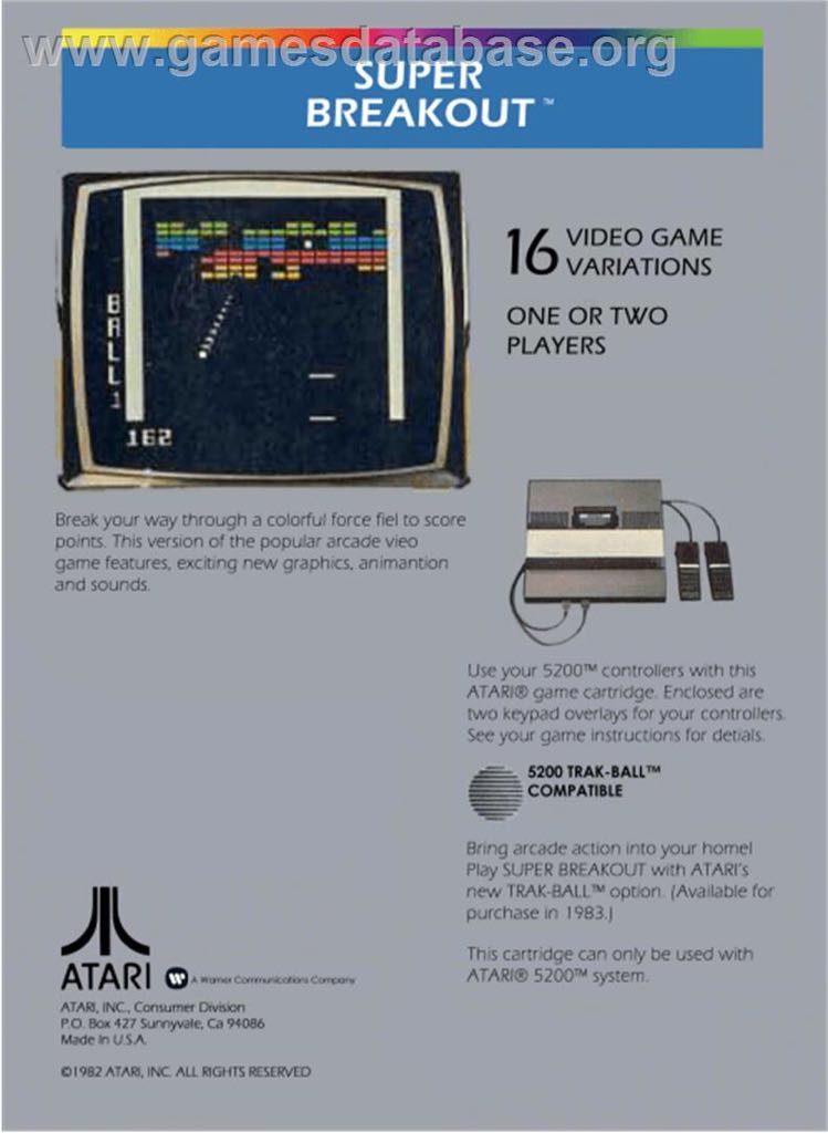 Super Breakout - Atari 5200 video game collectible - Main Image 2