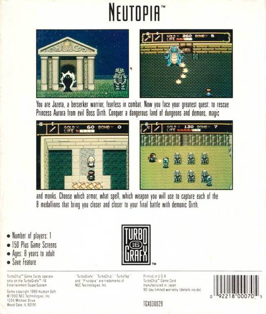 Neutopia - NEC TurboGrafx-16 (NEC - 1) video game collectible [Barcode 092218000705] - Main Image 2