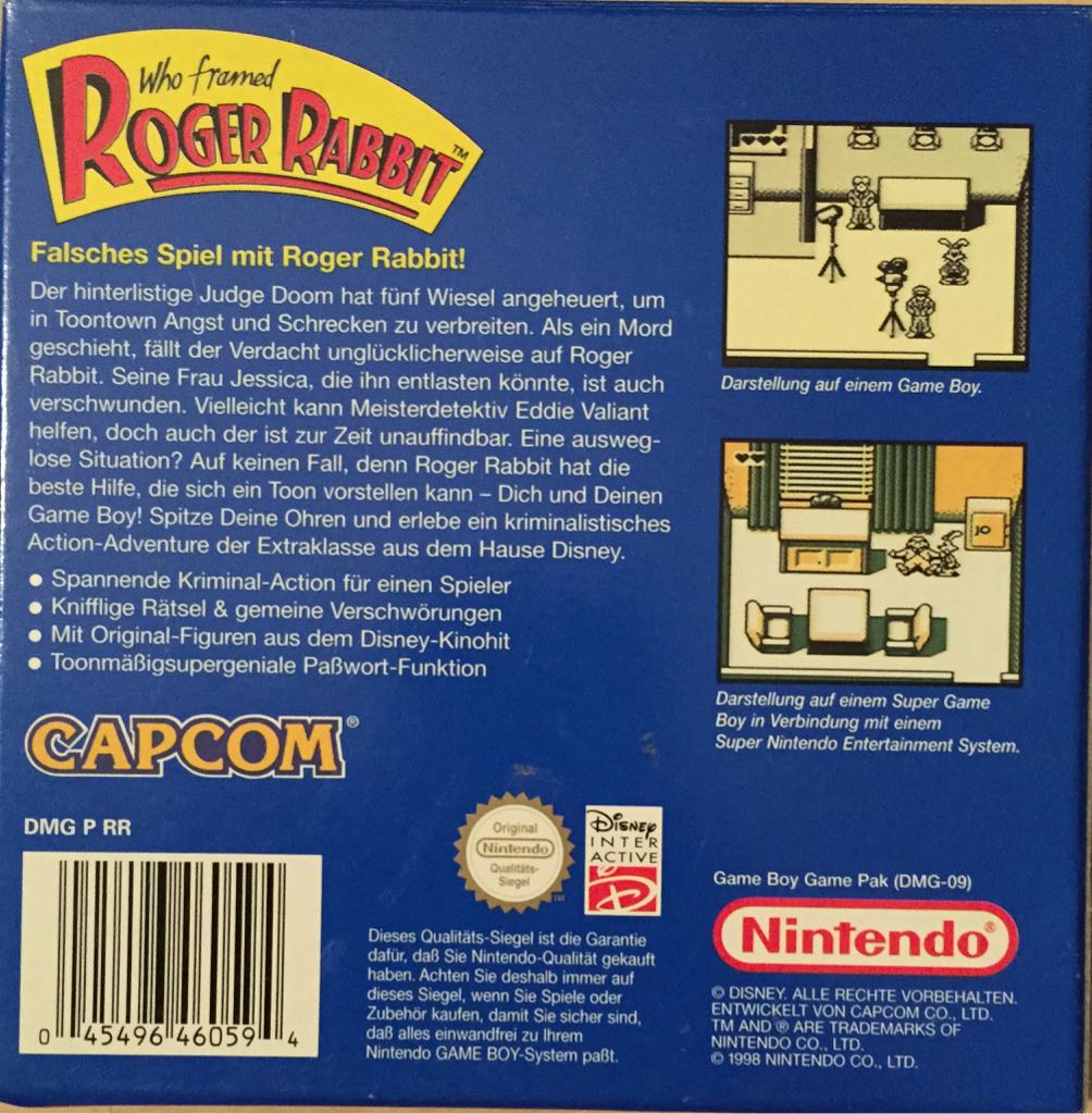 Who framed Roger Rabbit - Nintendo Game Boy (Disney Inter Active) video game collectible [Barcode 045496460594] - Main Image 2