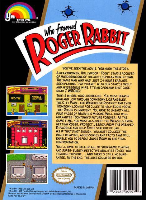 Who Framed Roger Rabbit - Nintendo Entertainment System (NES) (Single-Player) video game collectible - Main Image 2