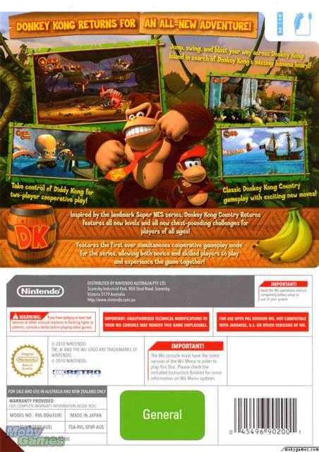 Donkey Kong Country Returns - Nintendo Wii (Nintendo - 1-2) video game collectible [Barcode 045496369279] - Main Image 2
