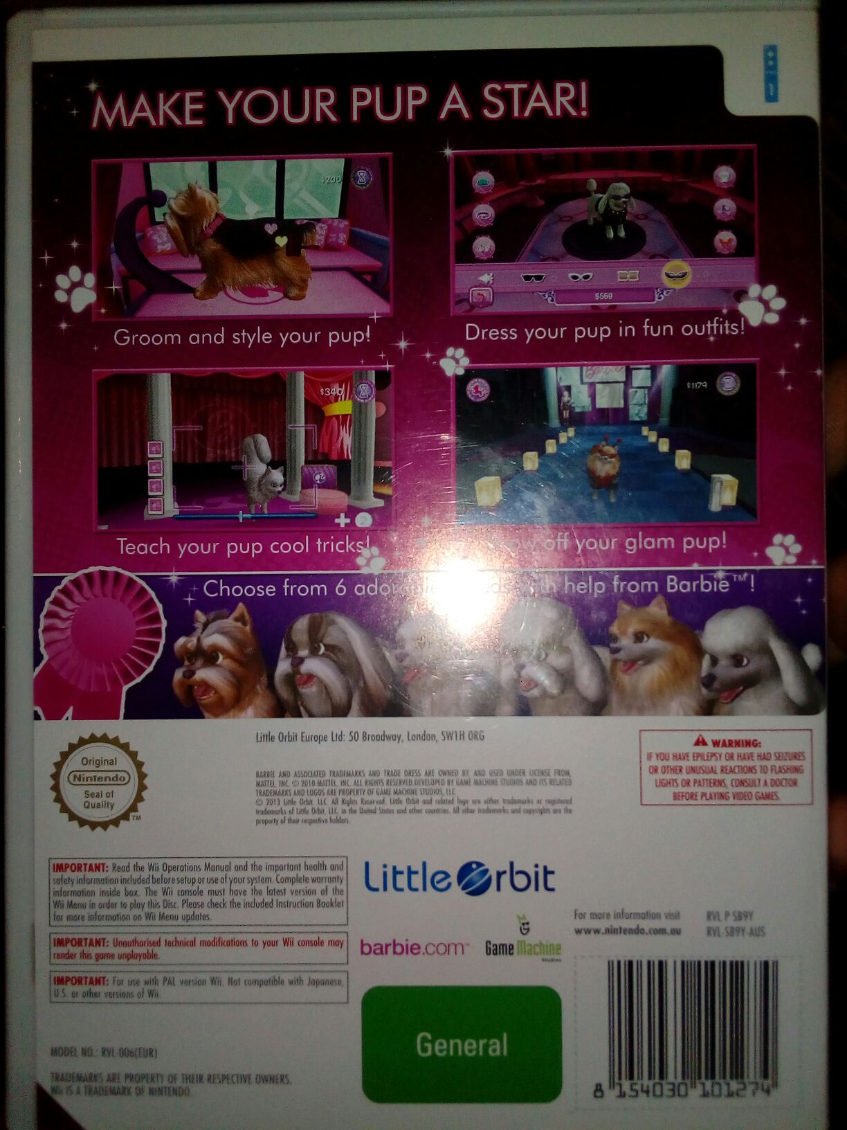 Barbie Groom And Glam Pups - Nintendo Wii video game collectible [Barcode 8154030101274] - Main Image 2