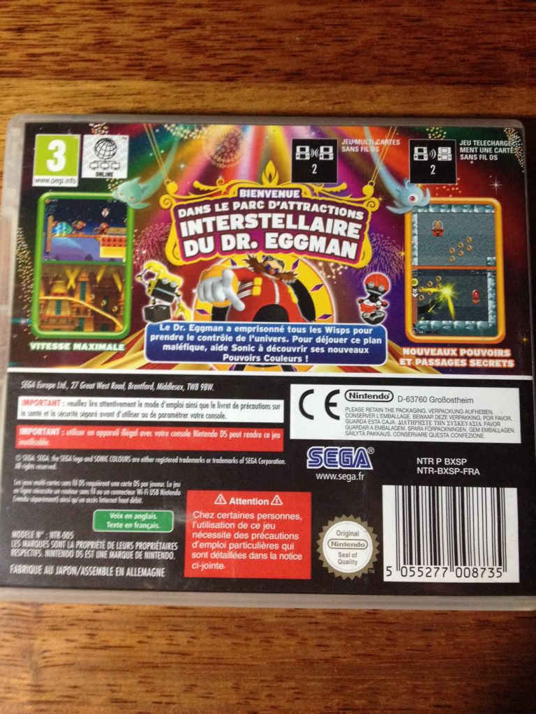 Sonic Colours - Nintendo DS (Sega - 1) video game collectible [Barcode 5055277008735] - Main Image 2