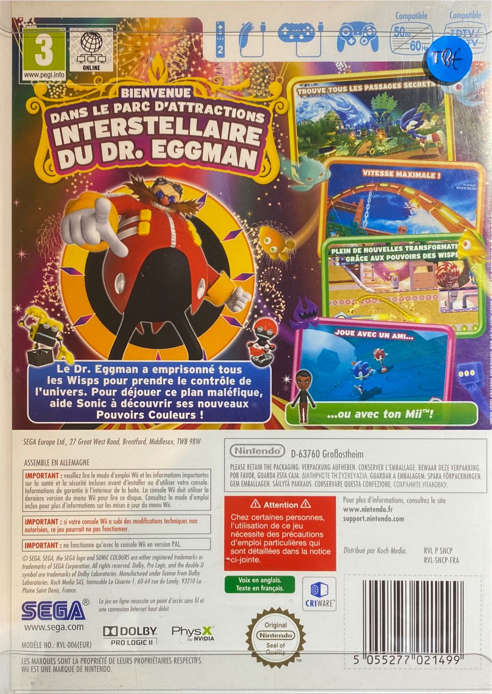 Sonic Colours - Nintendo Wii video game collectible [Barcode 5055277021499] - Main Image 3