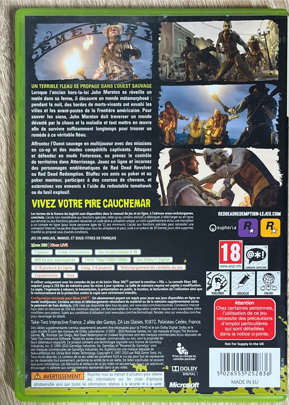 Red Dead Redemption: Undead Nightmare - Microsoft Xbox 360 (Rockstar Games - 2) video game collectible [Barcode 5026555252836] - Main Image 2