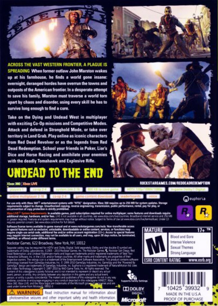 Red Dead Redemption: Undead Nightmare - Microsoft Xbox 360 (Rockstar Games - 1) video game collectible [Barcode 5026555252867] - Main Image 2