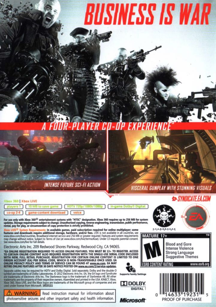 Syndicate - Microsoft Xbox 360 (Electronic Arts - 1) video game collectible [Barcode 5030942108064] - Main Image 2