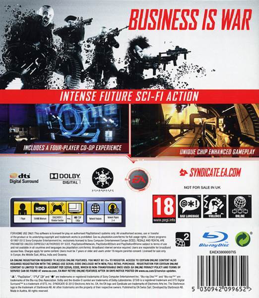 Syndicate - Sony PlayStation 3 (PS3) (Electronic Arts - 1 - 4) video game collectible [Barcode 5030945099659] - Main Image 2