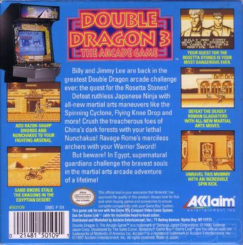 DOUBLE DRAGON 3: The Arcade Game - Sega Genesis (Mega Drive) (Flying Edge - 1-2) video game collectible [Barcode 741062111128] - Main Image 2