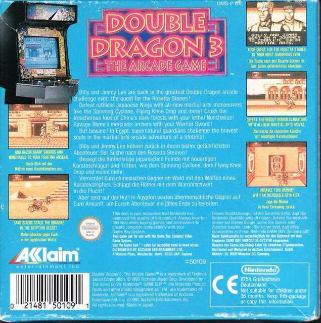 Double Dragon 3: The Arcade Game - Nintendo Game Boy video game collectible - Main Image 2