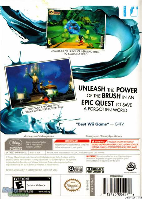 Epic Mickey - Nintendo Wii (Nite - 1) video game collectible [Barcode 045496369514] - Main Image 2