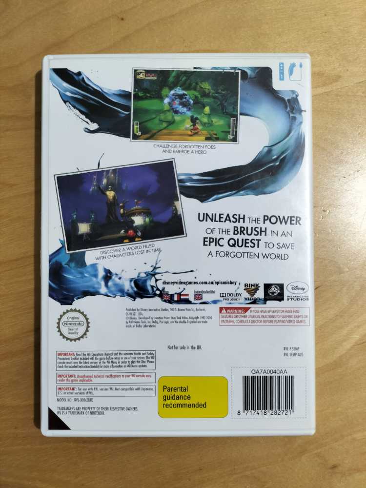 Epic Mickey - Nintendo Wii (Disney Interactive Studios - 1) video game collectible [Barcode 8717418282721] - Main Image 2