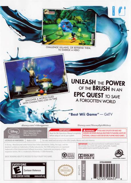Epic Mickey - Nintendo Wii (Disney Interactive Studios - 1) video game collectible [Barcode 8717418283384] - Main Image 2