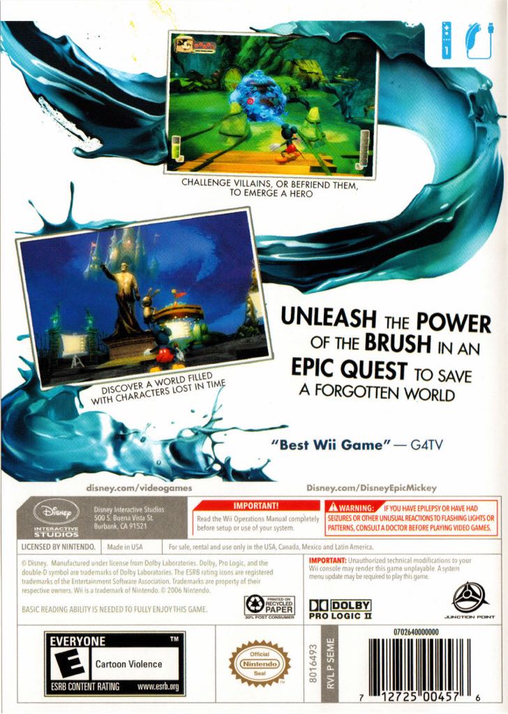 Epic Mickey - Nintendo Wii (Disney Interactive - 1) video game collectible - Main Image 2