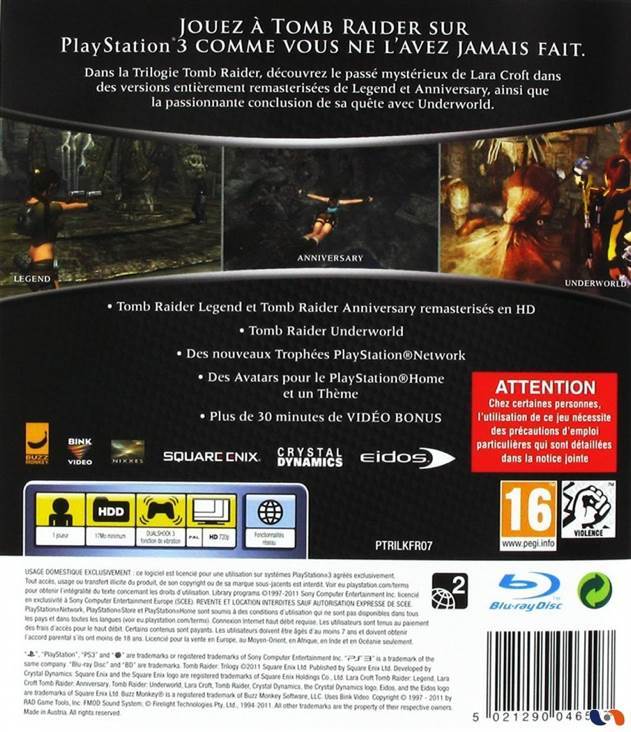 Tomb Raider - The Trilogy - Sony PlayStation 3 (PS3) (Eidos) video game collectible [Barcode 6087892087788] - Main Image 2