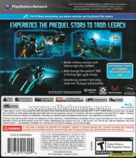 Tron Evolution - Sony PlayStation 3 (PS3) (Disney Interactive - 1) video game collectible [Barcode 712725020477] - Main Image 2