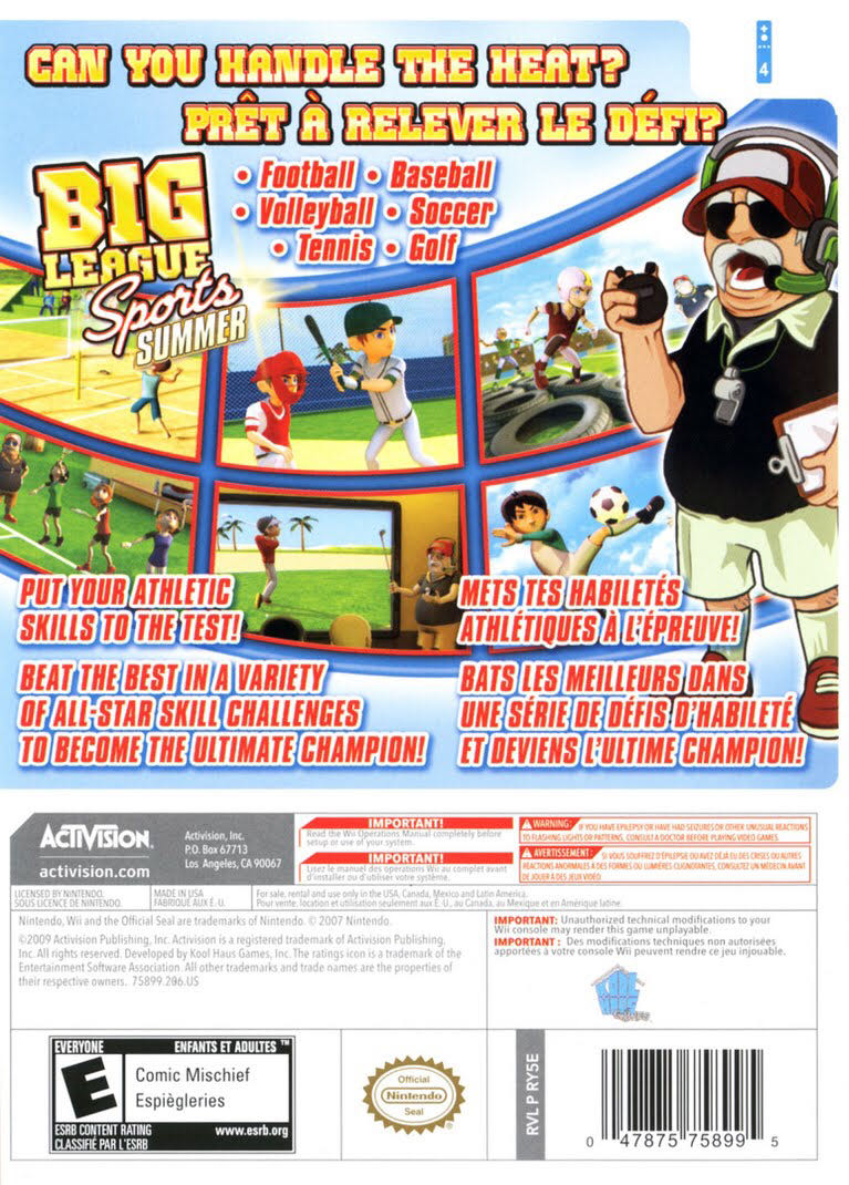 Big League Sports Summer - Nintendo Wii video game collectible [Barcode 047875758971] - Main Image 3