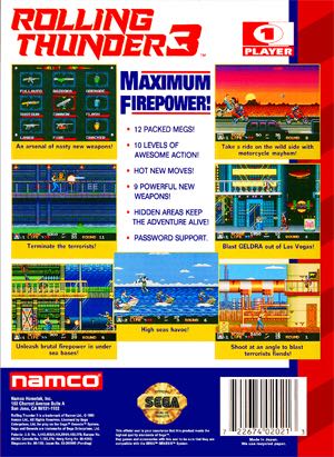 Rolling Thunder 3 - Sega Genesis (Mega Drive) (Namco Bandai - 1) video game collectible [Barcode 722674020213] - Main Image 2