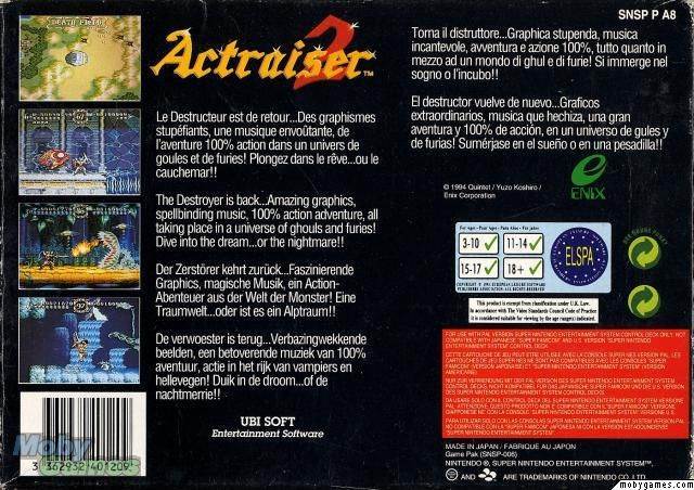 Actraiser 2 - Nintendo Super Nintendo Entertainment System (SNES) (Enix - 1) video game collectible [Barcode 719631000098] - Main Image 2
