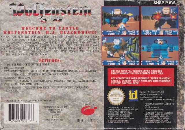 SNES PC Wolfenstein 3D - PC (Imagineer - 1) video game collectible [Barcode 745694002076] - Main Image 2