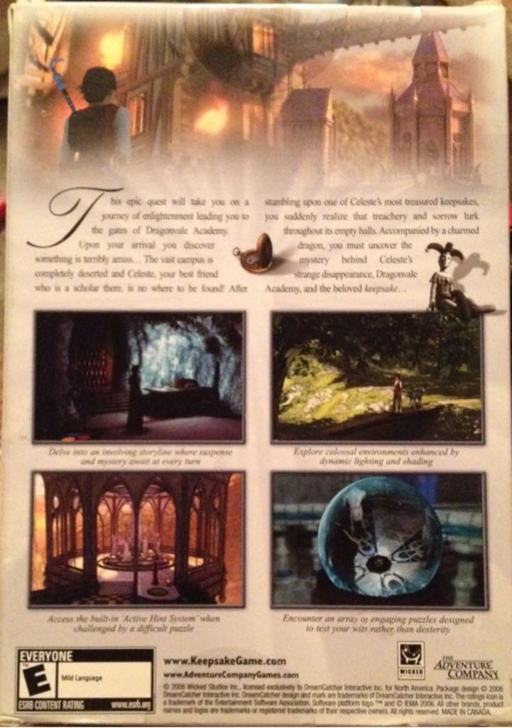 Keepsake - PC (The Adventure Company) video game collectible [Barcode 756059114334] - Main Image 2