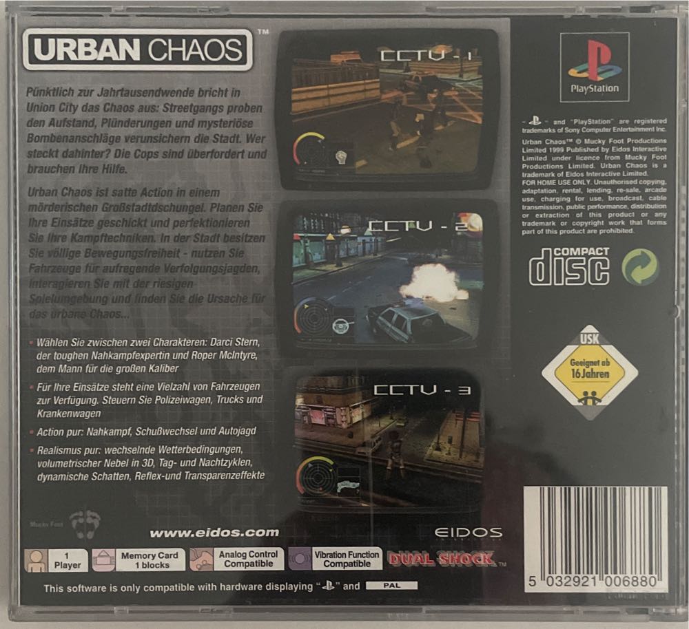 Urban Chaos - Sony PlayStation video game collectible [Barcode 5032921006880] - Main Image 2