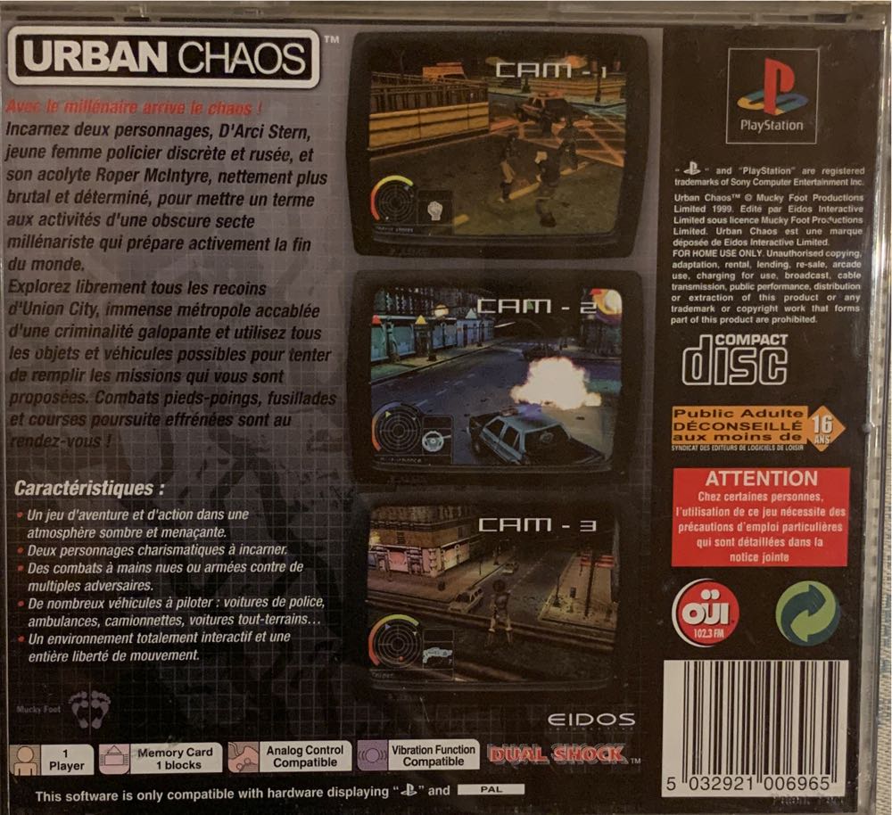 Urban chaos - Sony PlayStation video game collectible [Barcode 5032921006965] - Main Image 2
