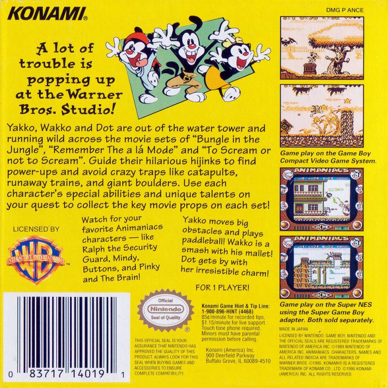 Animaniacs - Nintendo Game Boy (Konami) video game collectible - Main Image 2