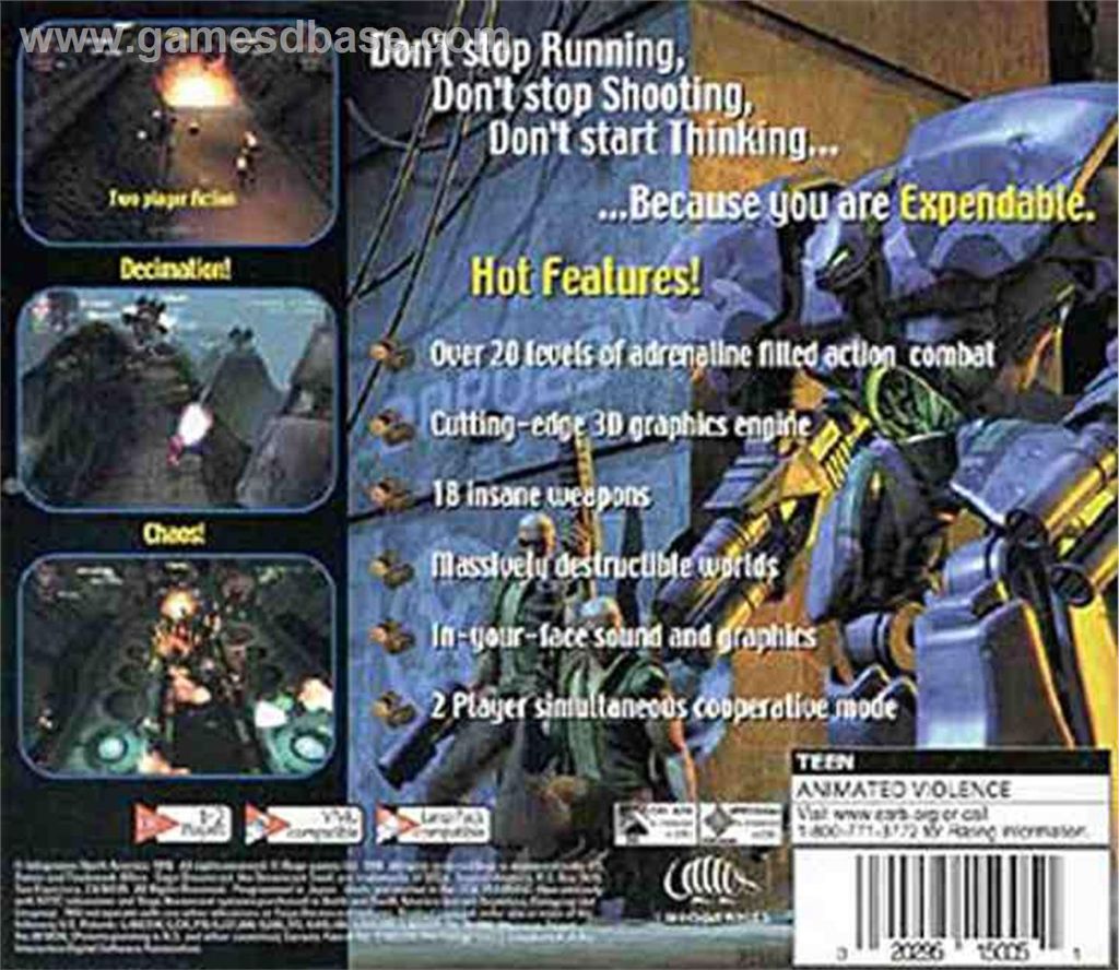 Millennium Soldier Expendable - Sega Dreamcast (Infogrames - 2) video game collectible [Barcode 5013157000002] - Main Image 2