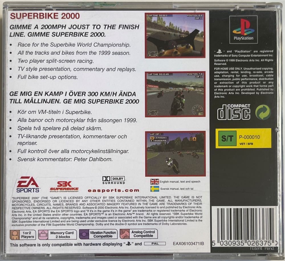 Superbike 2000 - Sony PlayStation (1-2) video game collectible [Barcode 5030935026375] - Main Image 2