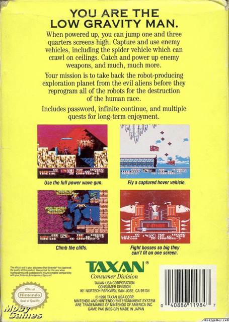 Low G Man - Nintendo Entertainment System (NES) (Taxan - 1) video game collectible [Barcode 040886119847] - Main Image 2