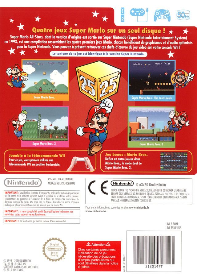 (2010) Super Mario All-Stars - Nintendo Wii (Nintendo - 2) video game collectible [Barcode 045496367961] - Main Image 2