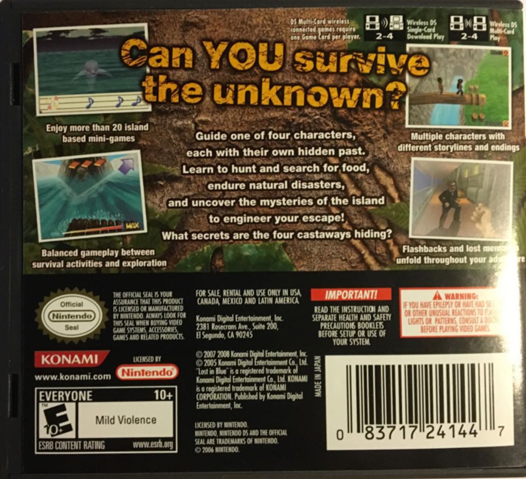 Lost In Blue 3 (Game Only) - Nintendo DS (Konami - 1) video game collectible [Barcode 083717241447] - Main Image 2