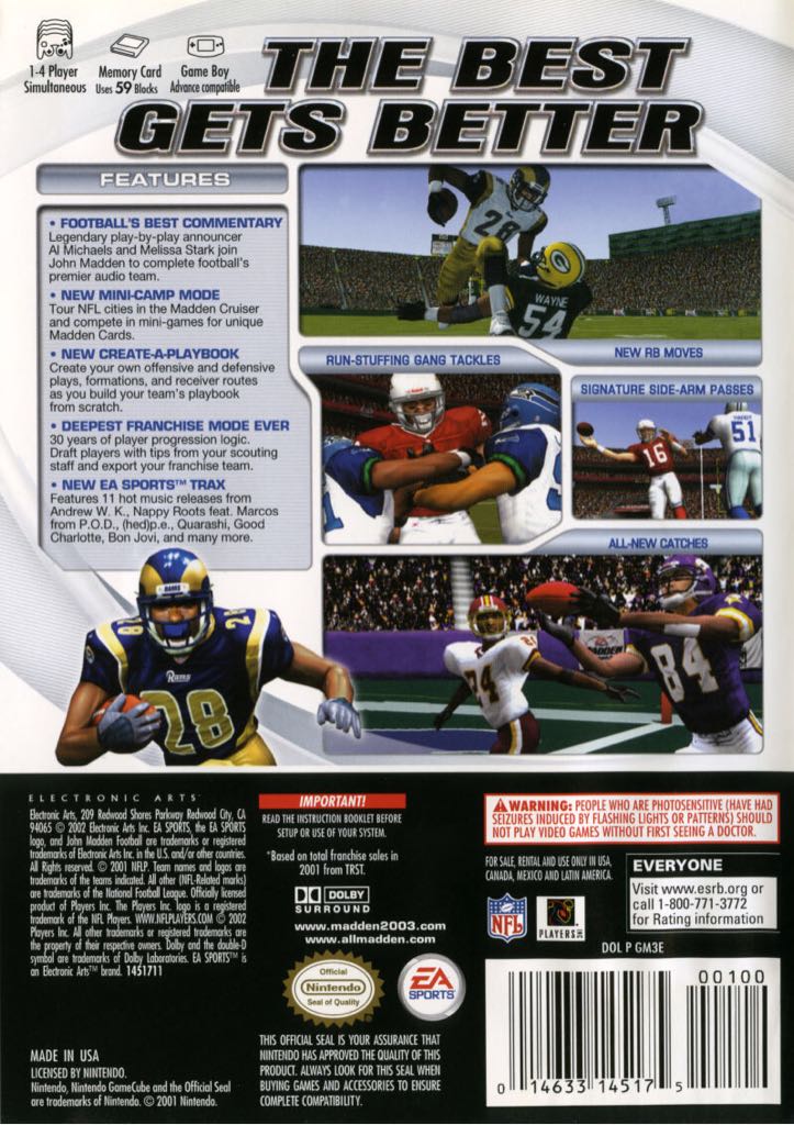 Madden NFL 2003 - Nintendo GameCube (EA - 4) video game collectible [Barcode 014633145175] - Main Image 2