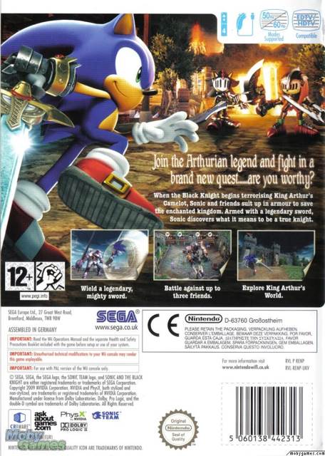 Sonic And The Black Knight - Nintendo Wii (Sega - 1-4) video game collectible [Barcode 010086650211] - Main Image 2