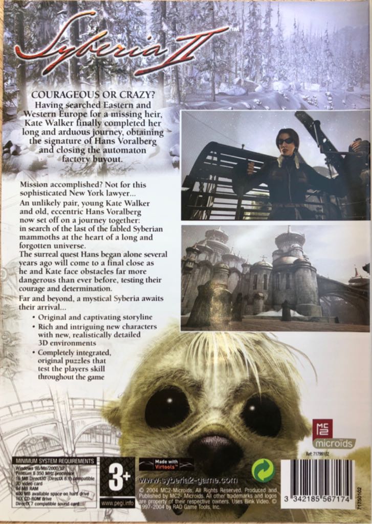 Syberia II - PC (Microids - 1) video game collectible [Barcode 3342182637177] - Main Image 2