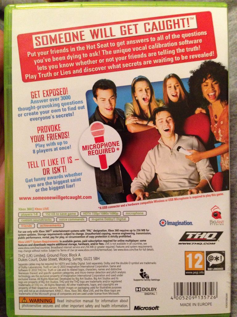 Truth or Lies - Microsoft Xbox 360 (THQ - 8) video game collectible [Barcode 4005209135726] - Main Image 2