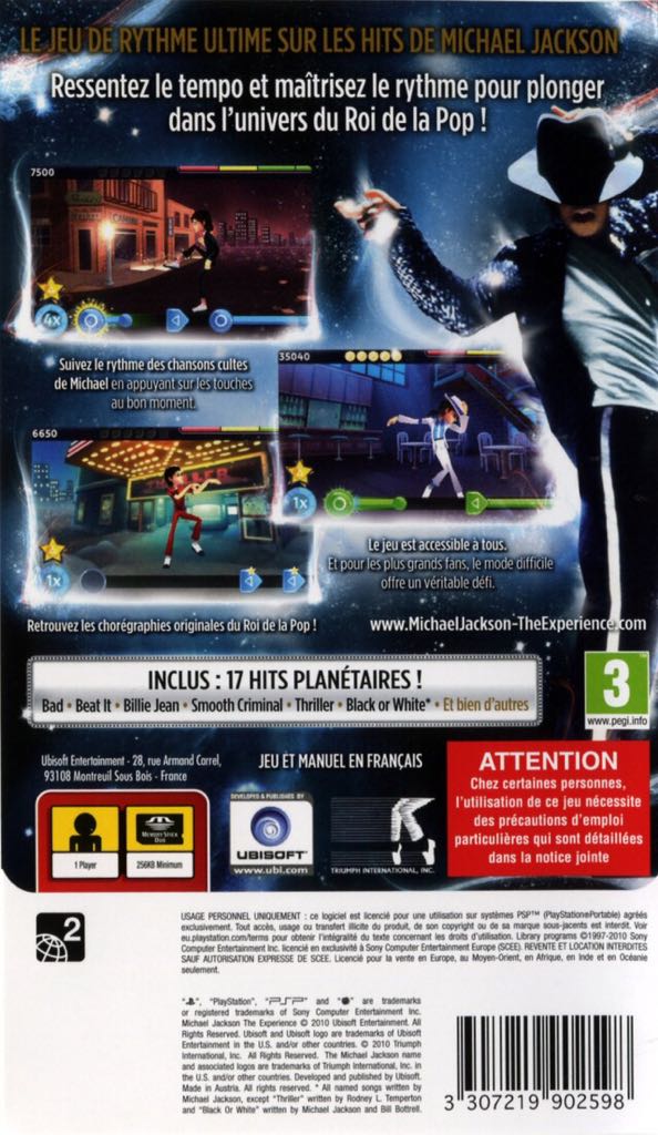 Michael Jackson: The Experience - Sony PlayStation Vita (PS Vita) (Ubisoft - 1-2) video game collectible [Barcode 008888356295] - Main Image 2